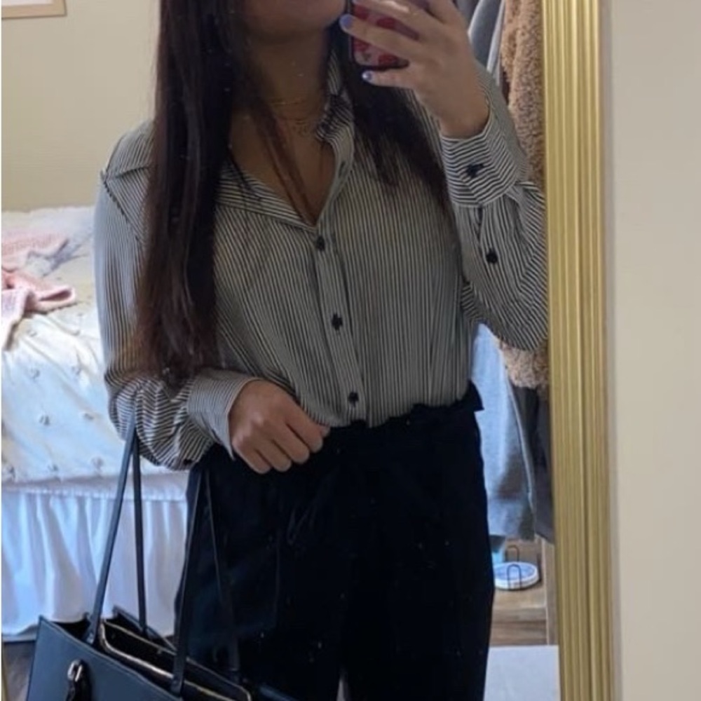 H&M Black and White Striped Shirt